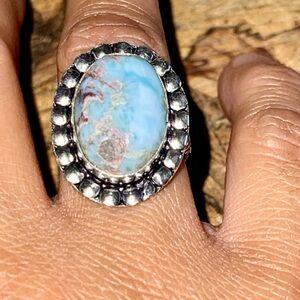 Caribbean Larimar Ring Size 7 1/2